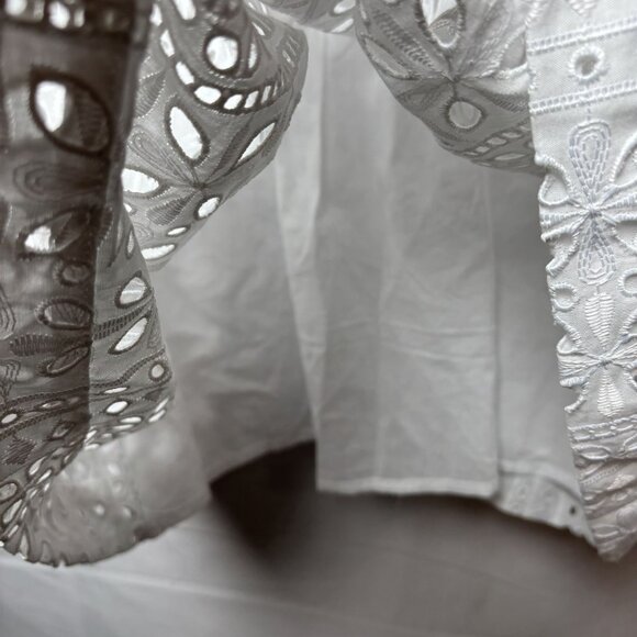 J. Crew Womens SZ M White Eyelet Sleeveless Peplum Top Boho beachy Cottagecore - Picture 4 of 9